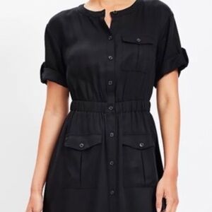 Loft Utility Midi Pocket Dress Black Size 4 Pre-Loved